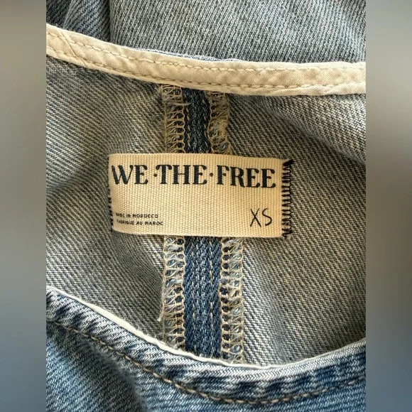 Free People We The Free High Roller Denim Jumpsuit Overalls XS - Picture 3 of 7